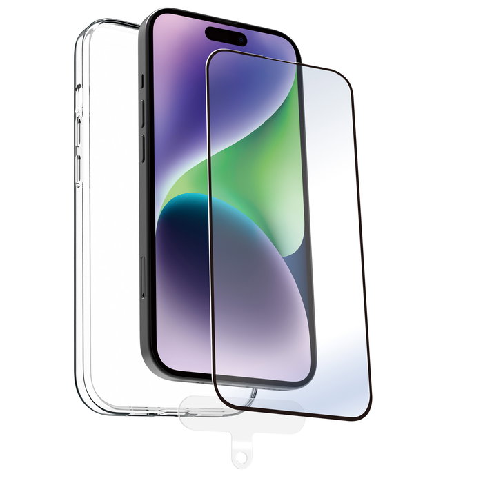 Muvit Funda + Glass Recycletek para iPhone 15 Pro, Fabricada con Material Reciclado y Reciclable, Pack Eco Responsable