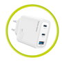 Mobile Origin MO13 Cargador GaN 40W Blanco 1x USB-A + 2x USB-C