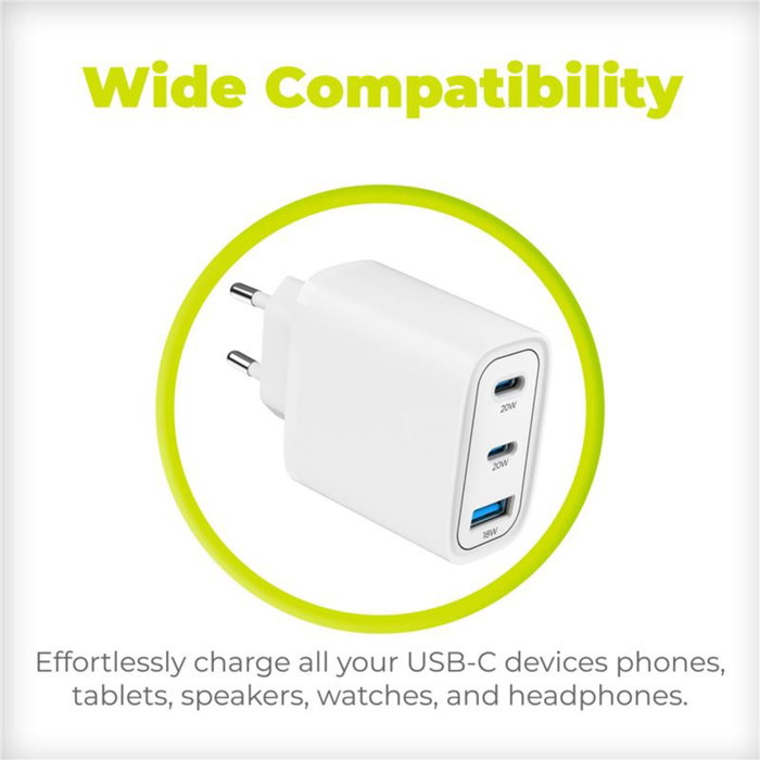 Mobile Origin MO13 Cargador GaN 40W Blanco 1x USB-A + 2x USB-C
