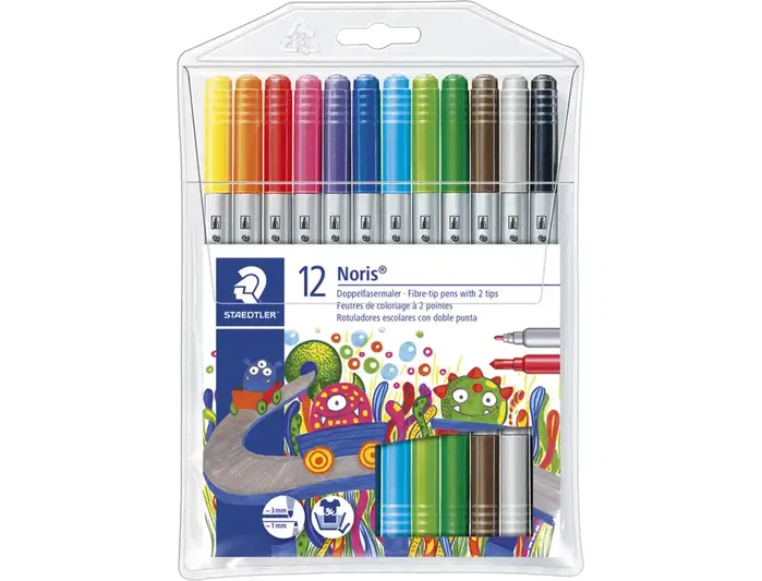 Staedtler Noris Club Estuche de 12 Rotuladores Doble Punta Colores Surtidos Staedtler Noris Club Estuche de 12 Rotuladores Doble Punta Colores Surtidos