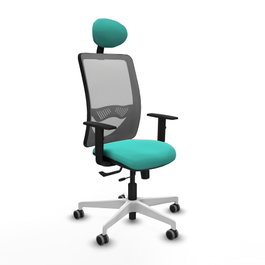 PIQUERAS Y CRESPO Silla de oficina Zulema con mecanismo Sincro/Traslack, Turquesa y Gris