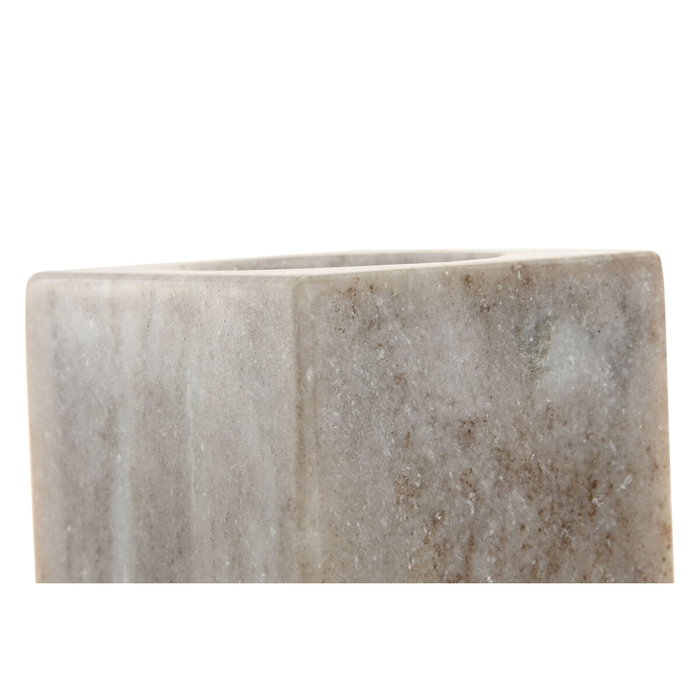 DKD Home Decor Portacepillos de Mármol Beige 7,5x7,5x10,5 cm