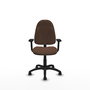 Silla de oficina Algarra con mecanismo Contacto permanente básico tapizada con Tela color Marrón oscuro. Equipada con Base poliamida negra, Brazos 2D y Ruedas de parqué