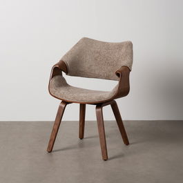 Silla Beige-Marrón Tejido-Madera 61 X 56 X 82 cm