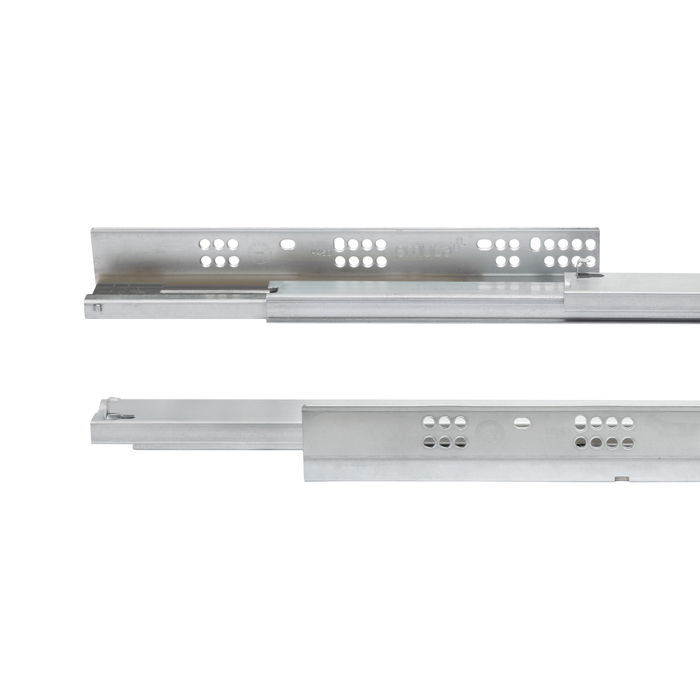 Emuca Juego de guías ocultas para cajones Silver, de extracción total, con cierre suave, profundidad 550mm, Acero, Cincado