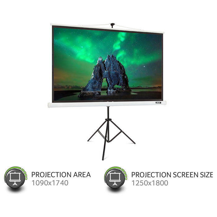 Acer T82-W01MW Pantalla Trípode Manual 2.1m (82.5") 16:10 Blanco Acer T82-W01MW Pantalla Trípode Manual 2.1m (82.5") 16:10 Blanco