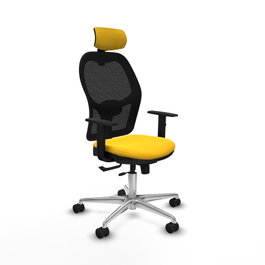 PIQUERAS Y CRESPO Silla de oficina Jorquera con mecanismo Sincro/Traslack Amarillo y Negro