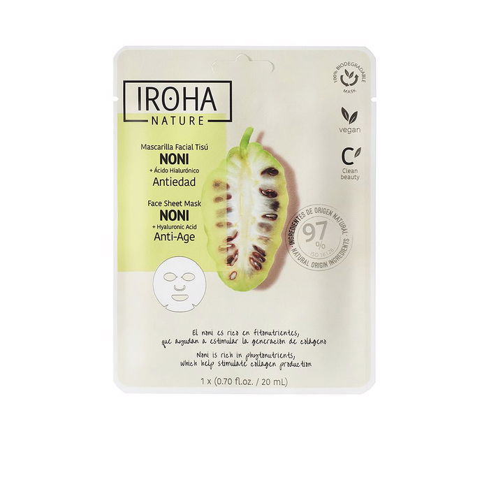 Iroha Nature Mascarilla Facial Antiedad Noni y Ácido Hialurónico 1 u Iroha Nature Mascarilla Facial Antiedad Noni y Ácido Hialurónico 1 u
