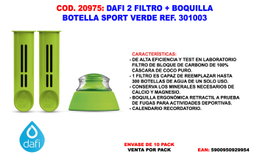 DAFI Finstock 2 Filtros + Boquilla Botella Sport Verde