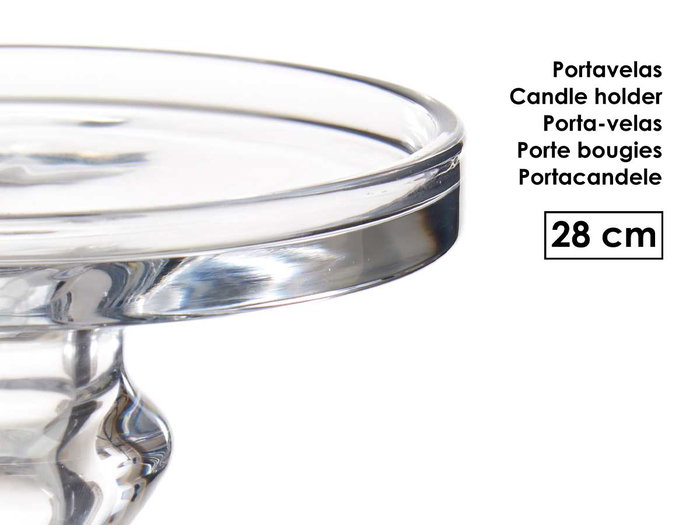Giftdecor Candelabro Cristal Anillo Transparente 28 cm Alto x 13 cm Ancho (Set de 6)