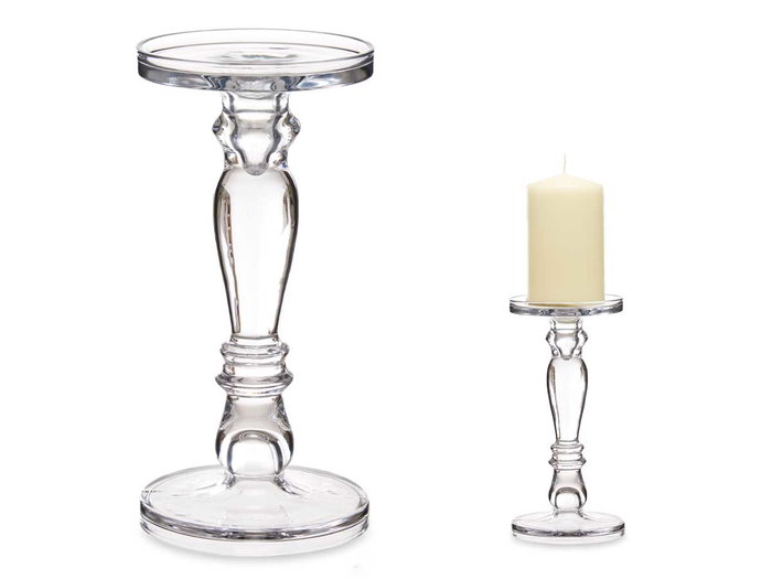 Giftdecor Candelabro Cristal Anillo Transparente 28 cm Alto x 13 cm Ancho (Set de 6)