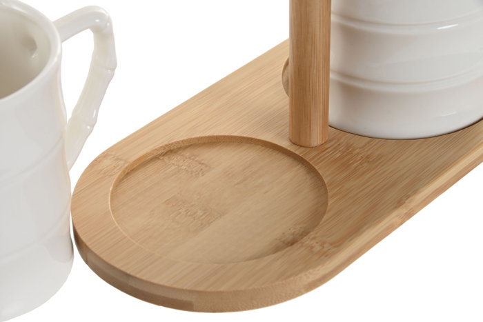 DKD Home Decor Set de 2 Azucareros Pengjia Bambu 2025 Blanco y Natural