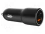 Gembird Cargador de Coche 38 W con 2 Puertos USB Tipo C y Tipo A, Negro