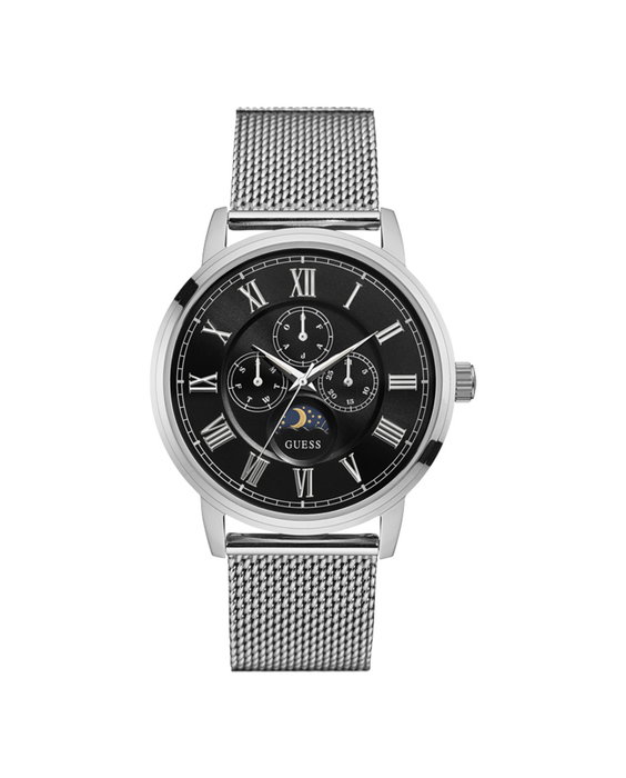 Guess W0871G1 con esfera negra y correa de plata Guess W0871G1 con esfera negra y correa de plata