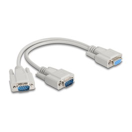 DeLOCK Adaptador Y-Cable DB-9 1 x Hembra a 2 x Macho con Tornillos 30 cm (67160), Color Beige