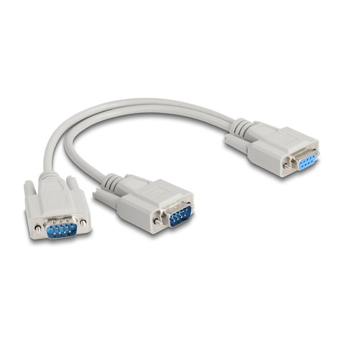 DeLOCK 67160 Adaptador Y D-Sub9 1 x Hembra a 2 x Macho con Tornillos 30 cm, Beige