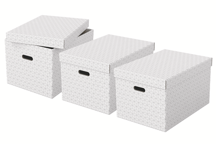 Esselte Pack de 3 Cajas de Almacenamiento Grandes Blanco 510x355x305 mm Esselte Pack de 3 Cajas de Almacenamiento Grandes Blanco 510x355x305 mm