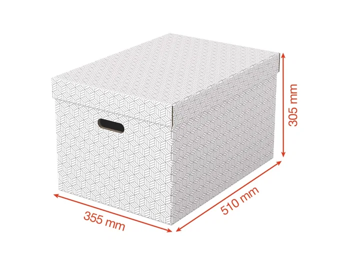 Esselte Caja de almacenamiento grande 510x355x305 mm pack de 3 unidades color blanco