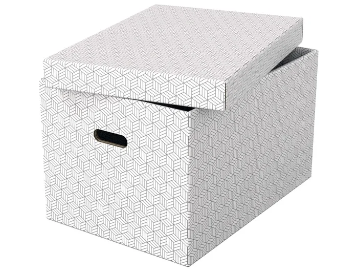 Esselte Caja de almacenamiento grande 510x355x305 mm pack de 3 unidades color blanco