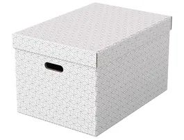 Esselte Caja de almacenamiento grande 510x355x305 mm pack de 3 unidades color blanco