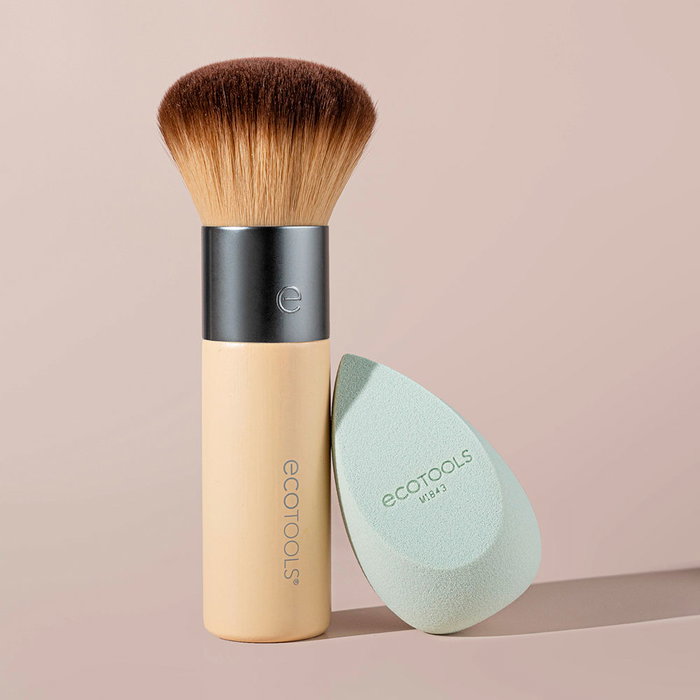 Ecotools Blend + Blur Duo 2 Piezas - Set de Brochas para Maquillaje con Pincel Complexion y Espuma Difuminadora
