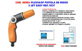 PLUVIA Pistola de riego 3 JET EASY 5537