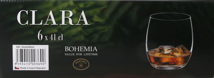 Bohemia Set 6 Vasos Cristal "Clara" 410 cc (4 Cajas)