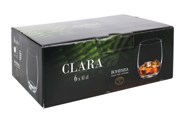 Bohemia Set 6 Vasos Cristal "Clara" 410 cc (4 Cajas)