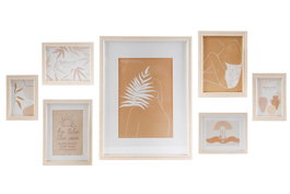 DKD Home Decor Set de 7 Marcos de Fotos Marrón y Natural con Cristal y MDF