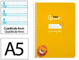 Liderpapel Cuaderno espiral Pautaguía A5 amarillo
