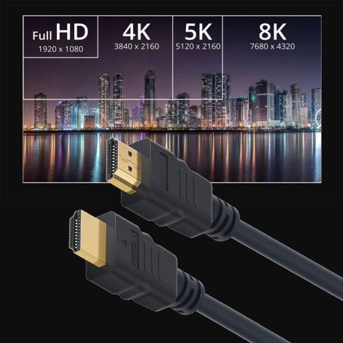 Ewent EC1322 Cable HDMI 3 m, HDMI Tipo A Estándar, Negro, Versión 2.1, Soporte 4K, 8K, HDR, Ethernet, Oro