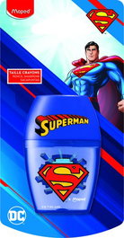 Maped Sacapuntas Superman Shaker azul con depósito en blíster de 25 unidades