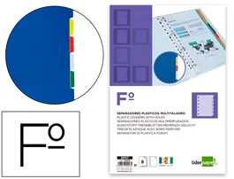 Liderpapel Juego de 6 Separadores Folio de Plástico con 16 Taladros