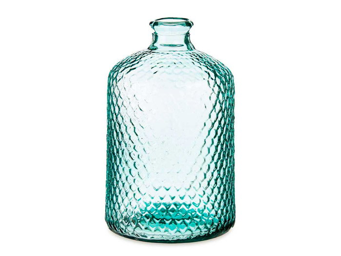 Giftdecor Botella Decorativa Vidrio Primavera Hammered 5L Transparente 19x31x19cm (Set de 2)