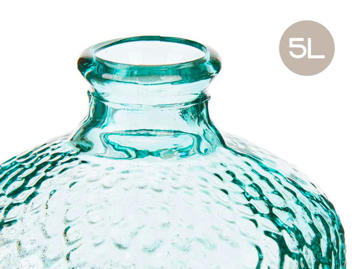 Giftdecor Botella Decorativa Vidrio Primavera Hammered 5L Transparente 19x31x19cm (Set de 2)