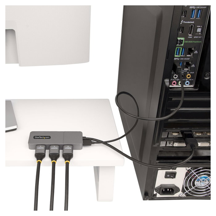 StarTech.com Hub MST 3 Puertos DisplayPort a 3 HDMI 4K60Hz DP 1.4 Multimonitor Alimentado por USB Solo Windows StarTech.com Hub MST 3 Puertos DisplayPort a 3 HDMI 4K60Hz DP 1.4 Multimonitor Alimentado por USB Solo Windows