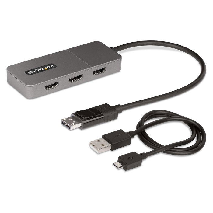 StarTech.com Hub MST 3 Puertos DisplayPort a 3 HDMI 4K60Hz DP 1.4 Multimonitor Alimentado por USB Solo Windows StarTech.com Hub MST 3 Puertos DisplayPort a 3 HDMI 4K60Hz DP 1.4 Multimonitor Alimentado por USB Solo Windows
