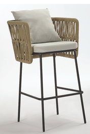 DKD Home Decor Taburete de Acero y Poliéster Gris 59x58x100 cm