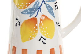 DKD Home Decor Jarra Mediterraneo Limones 25 Dolomita Relieve Amarillo Azul Naranja Blanco 750 ml 21.5 x 15.5 x 22.5 cm