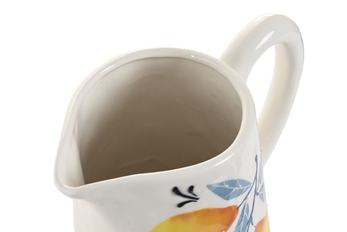 DKD Home Decor Jarra Mediterraneo Limones 25 Dolomita Relieve Amarillo Azul Naranja Blanco 750 ml 21.5 x 15.5 x 22.5 cm