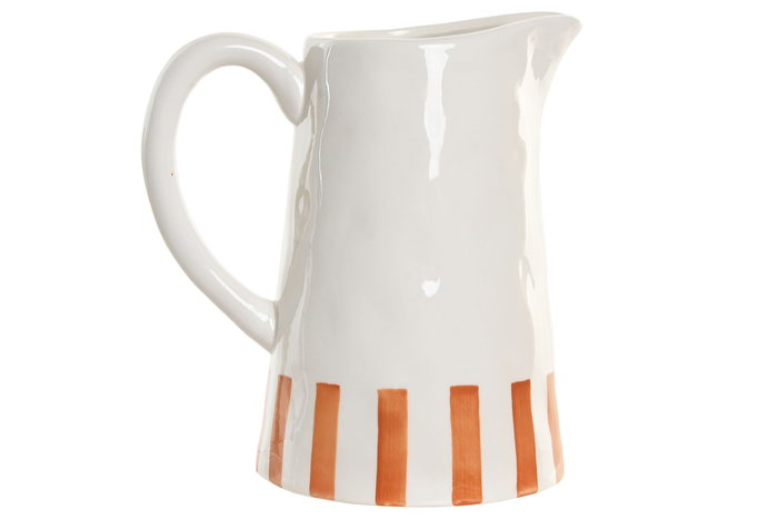 DKD Home Decor Jarra Mediterraneo Limones 25 Dolomita Relieve Amarillo Azul Naranja Blanco 750 ml 21.5 x 15.5 x 22.5 cm