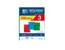 Oxford Libreta escolar Openflex DIN A4 48 hojas cuadro 4 mm pack de 3 unidades colores surtidos