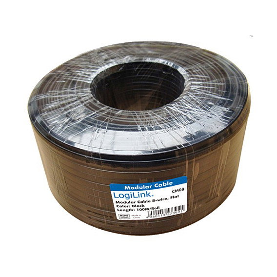 LogiLink CM08 Cable de teléfono plano, 8 hilos, 100 m