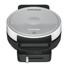 Rommelsbacher WA 850 Waffel Automat, Máquina para Barquillos, 850 W, Placas para Círculo y Corazón, 17.5 cm, Antiadherente, Negro/Plata