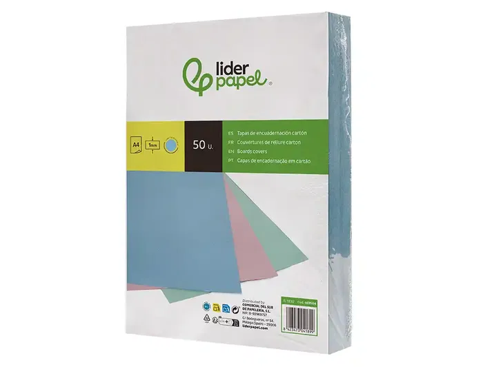 Liderpapel Tapa Encuadernacion Carton DIN A4 1 mm Celeste Paquete 50 Unidades