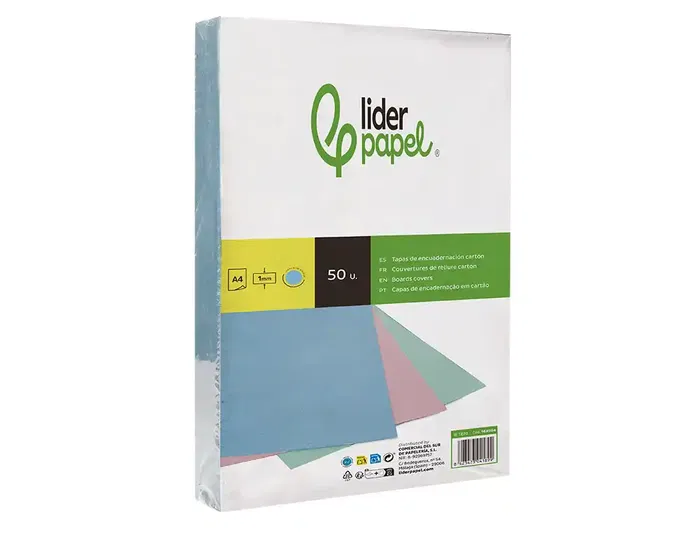 Liderpapel Tapa Encuadernacion Carton DIN A4 1 mm Celeste Paquete 50 Unidades