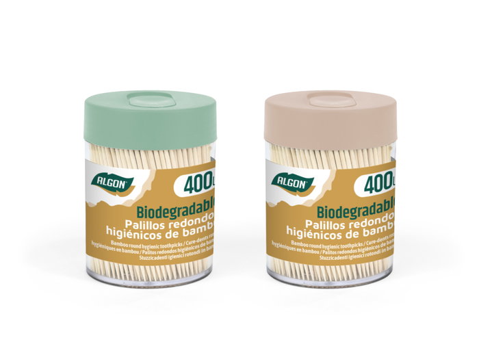 Algon Set de 400 Palillos Higiénicos Redondos de Algodón, Pack de 24 unidades