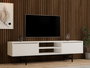 Hanah Home Mueble TV Blanco 180x50x40 cm Tablero de Partículas Melaminado Elegante y Moderno con Almacenamiento Funcional