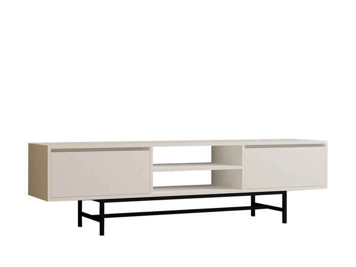 Hanah Home Mueble TV Blanco 180x50x40 cm Tablero de Partículas Melaminado Elegante y Moderno con Almacenamiento Funcional