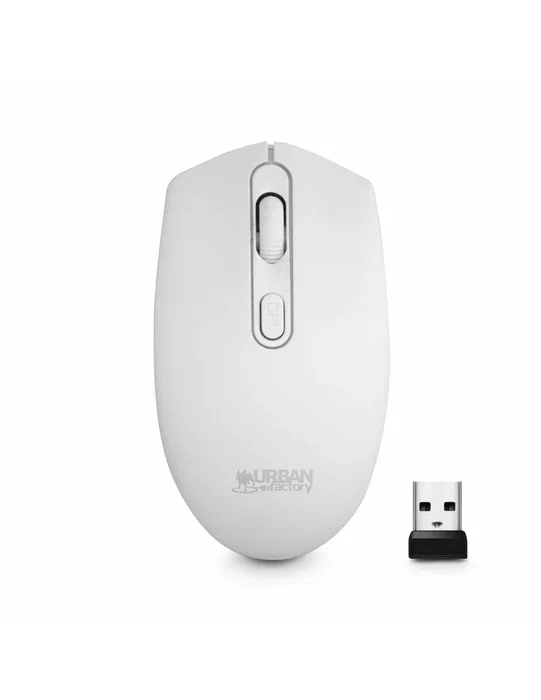 Urban Factory Ratón Óptico Inalámbrico 2.4 GHz Ambidiestro 1600 DPI 4 Botones - Blanco